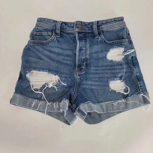 HOLLISTER Ultra High Rise Mom Shorts 3" button fly denim Size 25